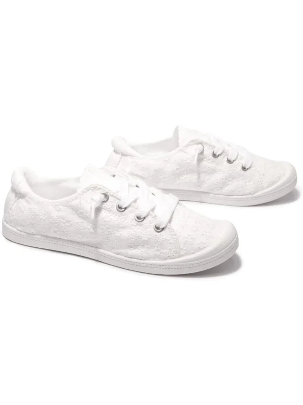 Womens White Canvas Slipon Canvas Sneaker Low Top Walking Shoes Fashion Sneakers